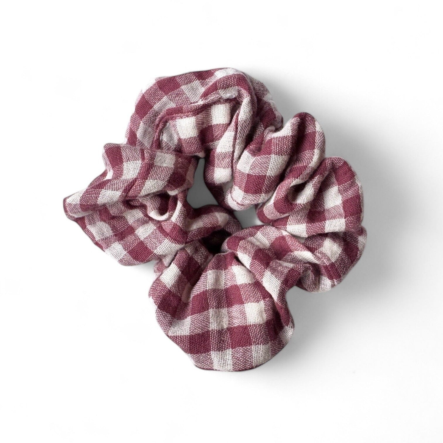 Scrunchie Maxi Scrunchies Matsch mit Sahne Karo (Vichy) Weinrot 