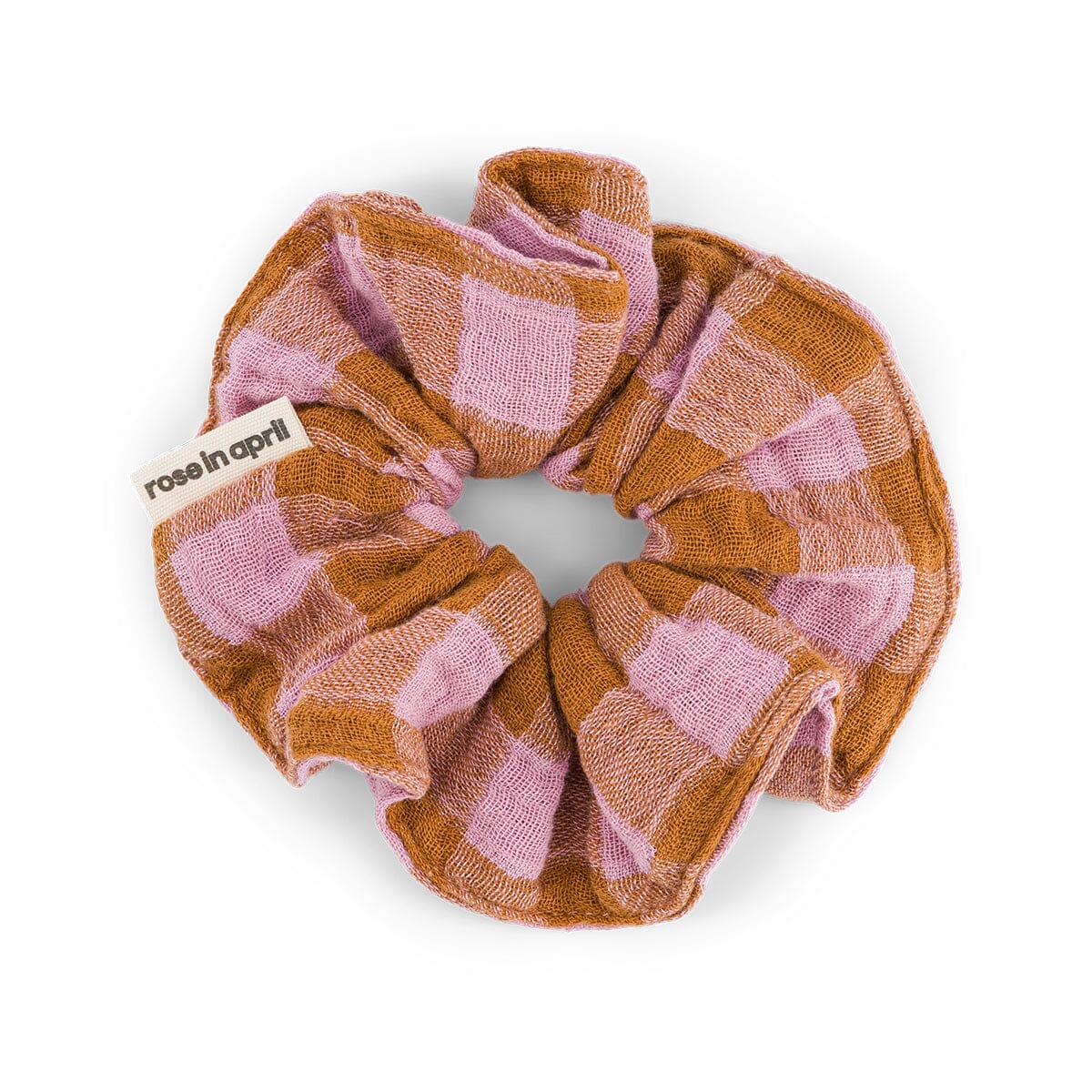Scrunchie Musselin "CHOUCHOU" Scrunchies Rose in April Vichy Mauve Caramel 