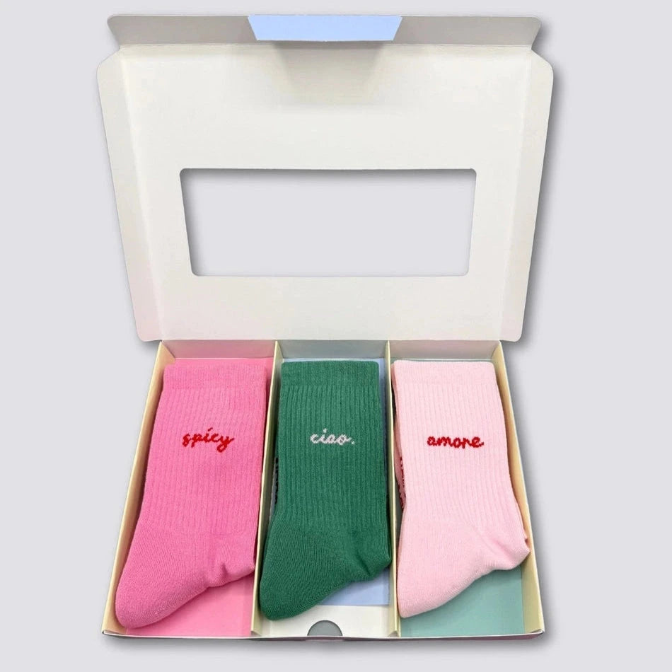 Socken 3er Pack "Spicy, Ciao, Amore" Socken No Bad Days Club 35-38 