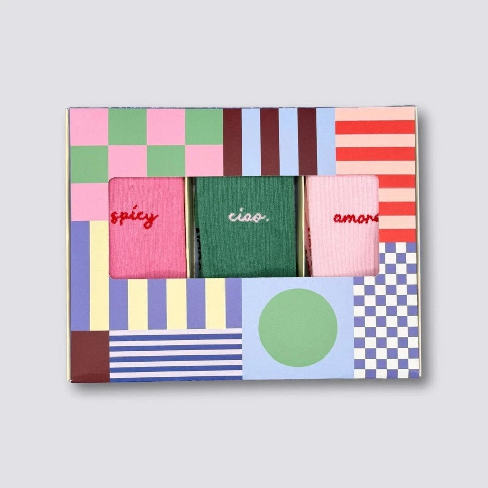 Socken 3er Pack "Spicy, Ciao, Amore" Socken No Bad Days Club 
