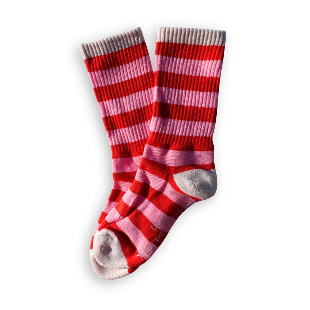 Socken "Streifen" Socken HERR&FRAUHEMPEL Rosa/Rot 35-39 