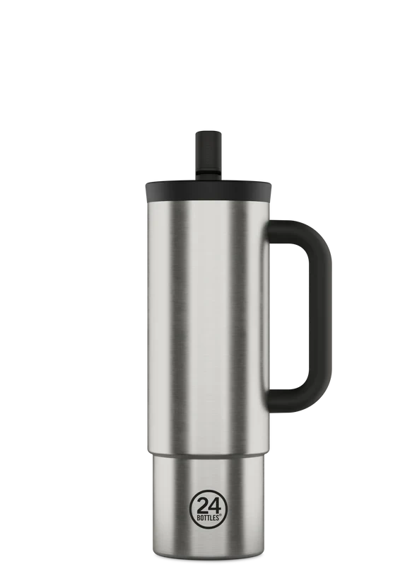Straw Cup Trinkflasche 24Bottles Brushed Steel 