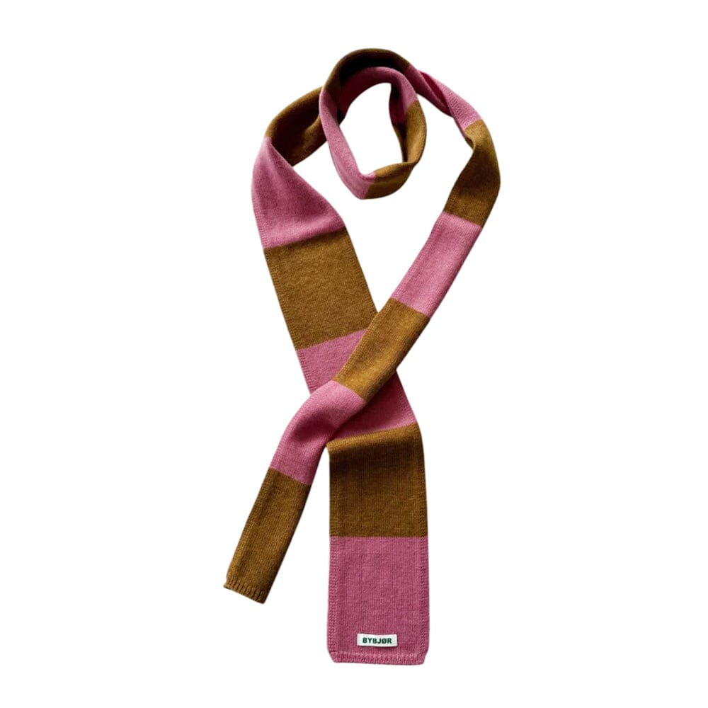 Strickschal schmal "Streifen" Schal Bybjor Rasberry/Nutmeg 