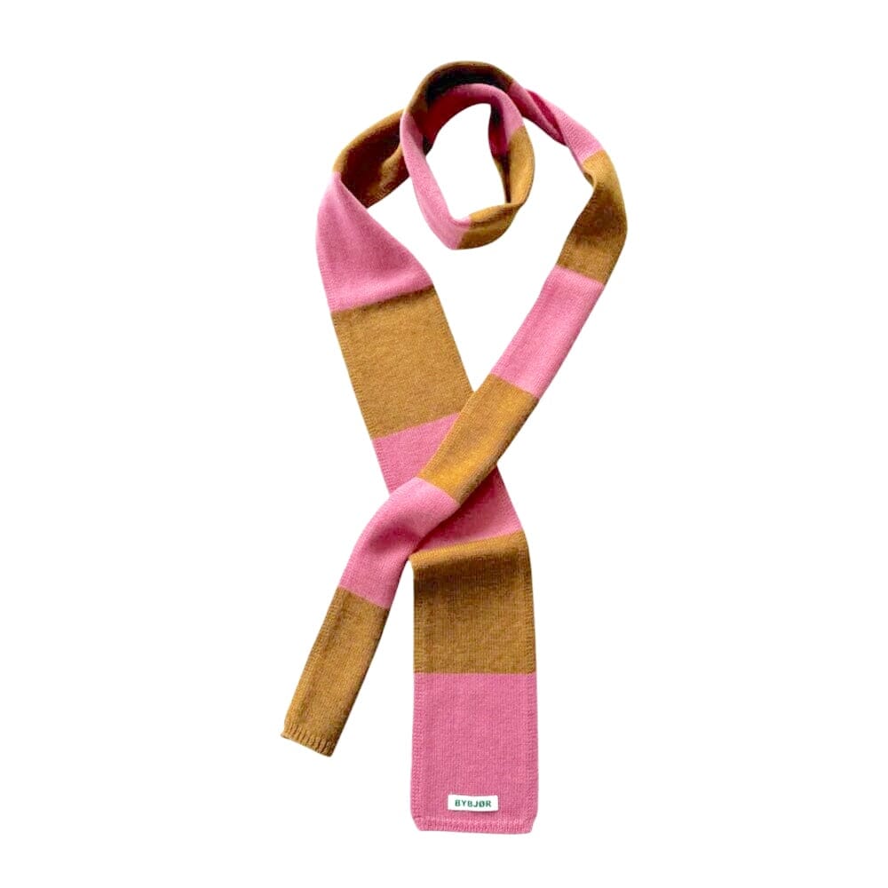 Strickschal schmal "Streifen" Schal Bybjor Rasberry/Nutmeg 