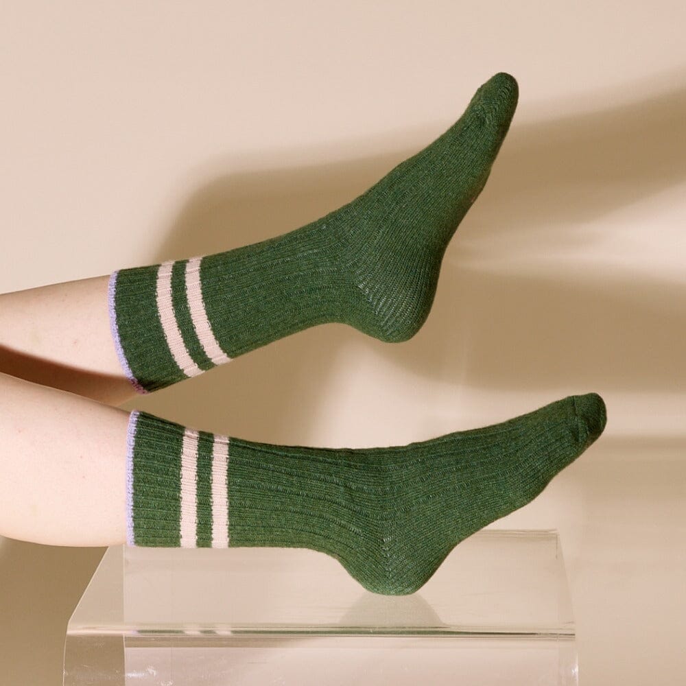 Stricksocken aus Wolle „Streifen" Socken popeia Grün 35-38 