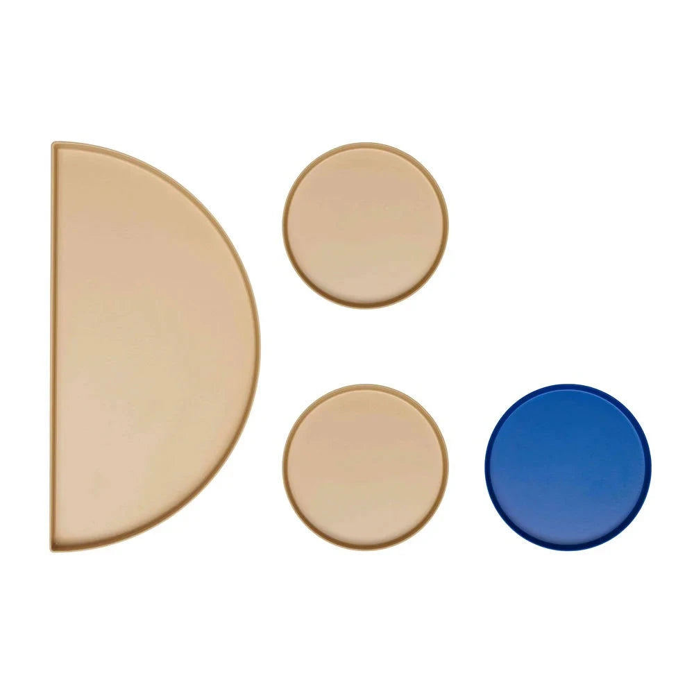 Tablett 4er Set "Treasure" Tablett Design Letters BEIGE/COBALT 