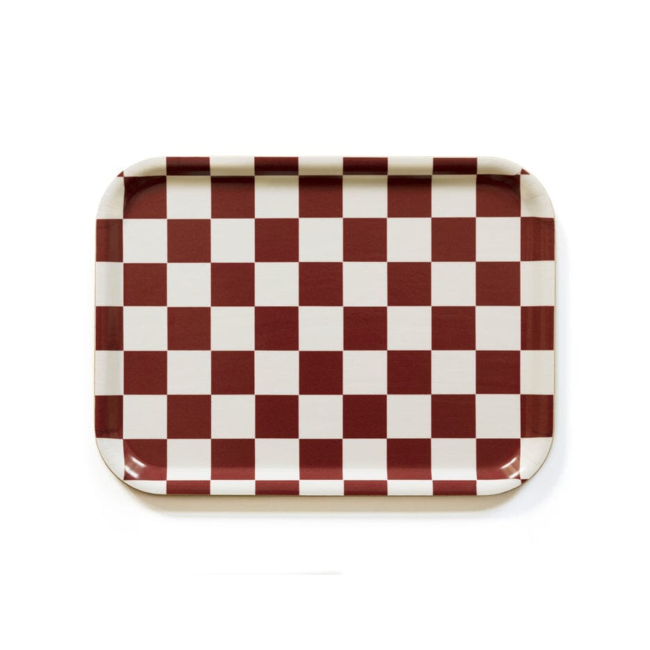 Tablett "Checker Rectangular" Tablett BLU KAT Burgundy/Cream 
