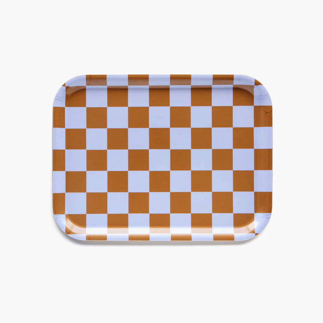 Tablett "Checker Rectangular" Tablett BLU KAT Caramel 