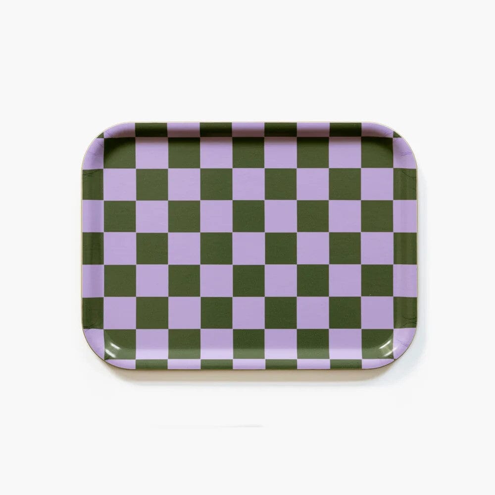 Tablett "Checker Rectangular" Tablett BLU KAT Lilac/Olive 