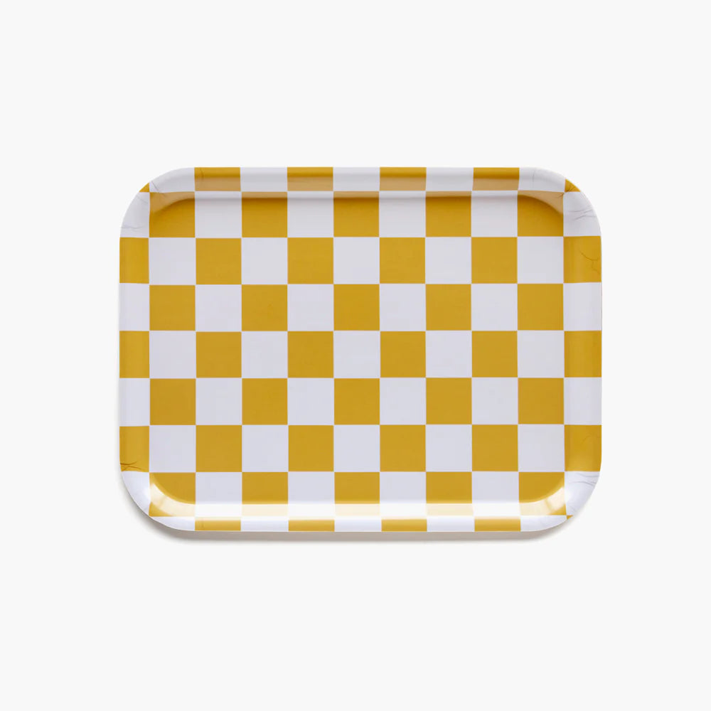 Tablett "Checker Rectangular" Tablett BLU KAT Mustard 