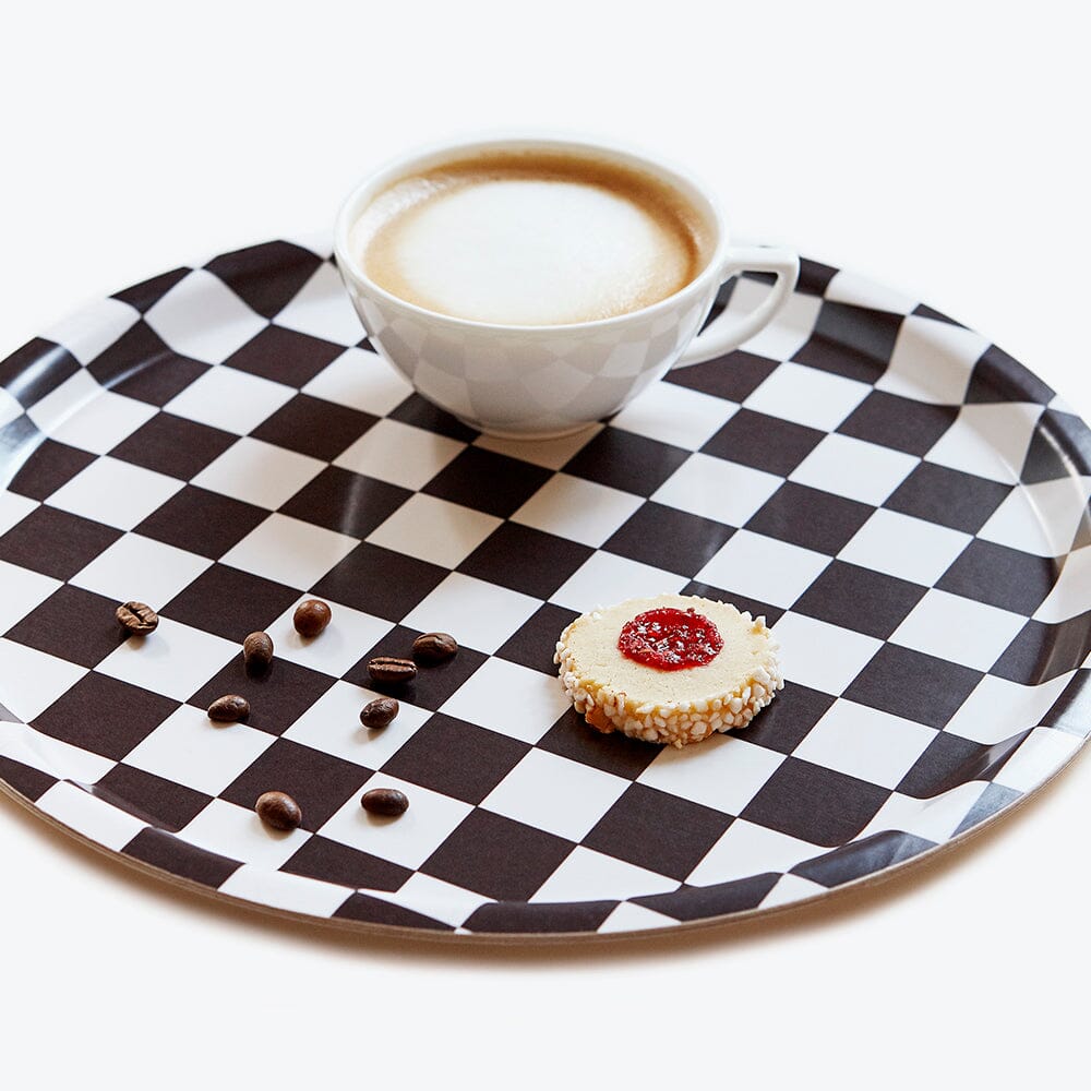 Tablett "Checker Round 31 cm" Tablett BLU KAT 