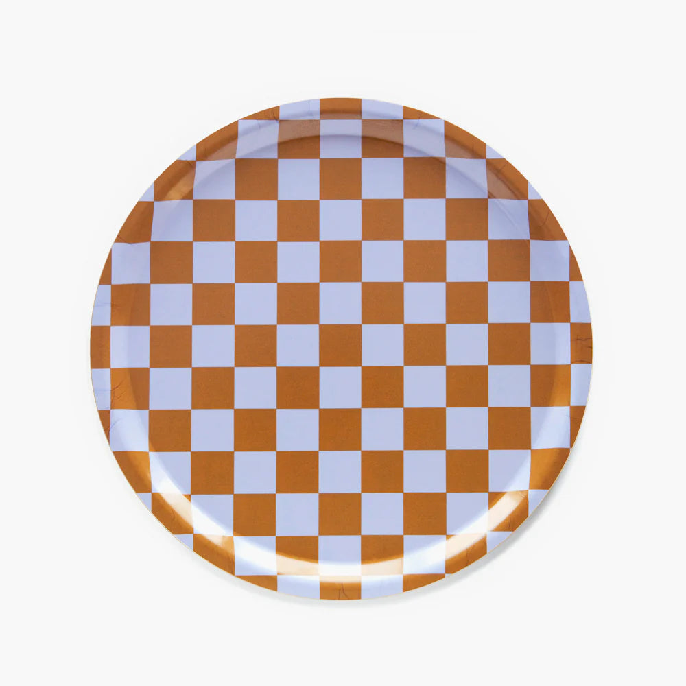 Tablett "Checker Round 31 cm" Tablett BLU KAT Caramel 