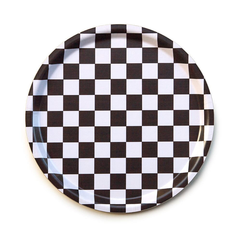 Tablett "Checker Round 31 cm" Tablett BLU KAT Espresso/Cream 