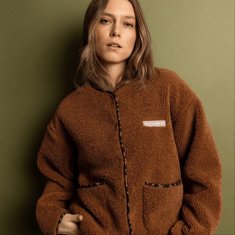Teddy Fleece Jacke Weste Vivi Mari caramel XS/S 