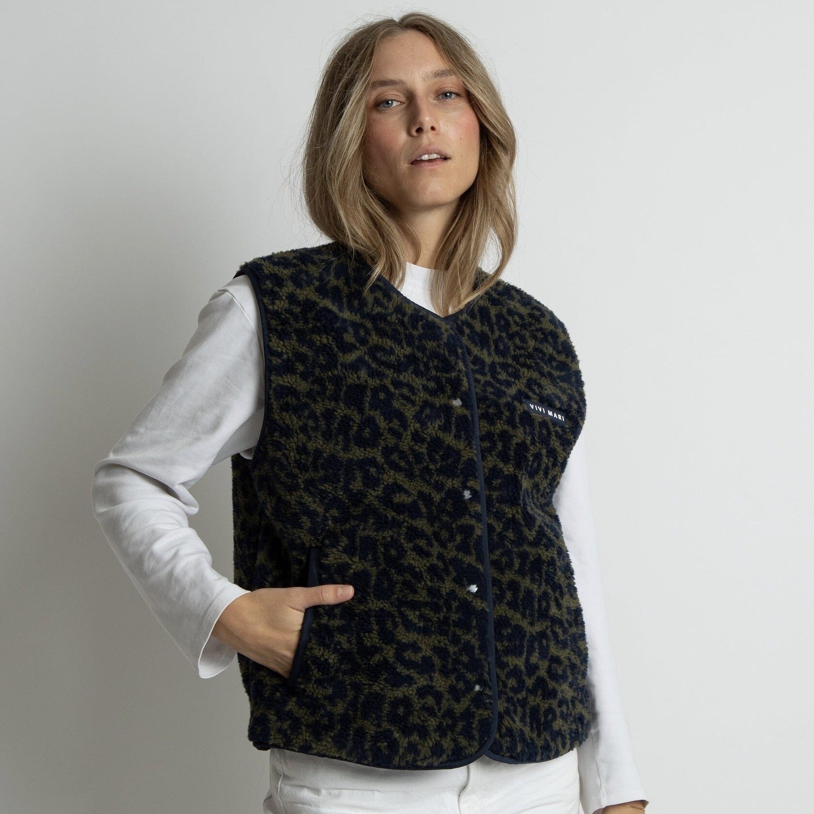 Teddy Fleece Weste "Leo Splashes" Weste Vivi Mari leo splashes navy/olive S/M 