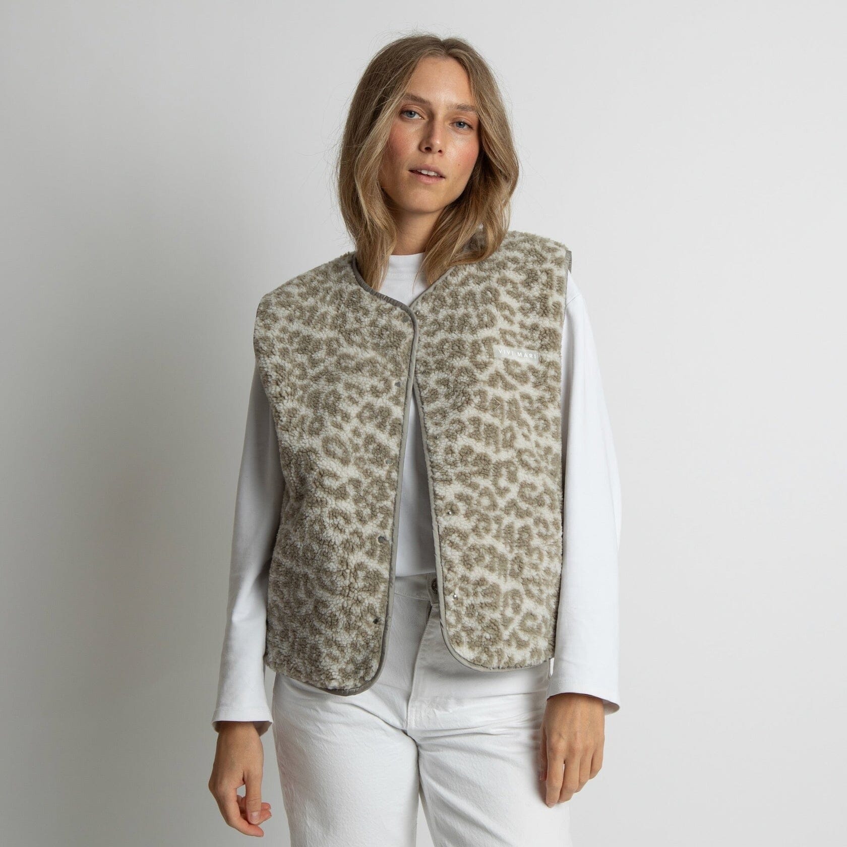 Teddy Fleece Weste "Leo Splashes" Weste Vivi Mari leo splashes stone/sand S/M 