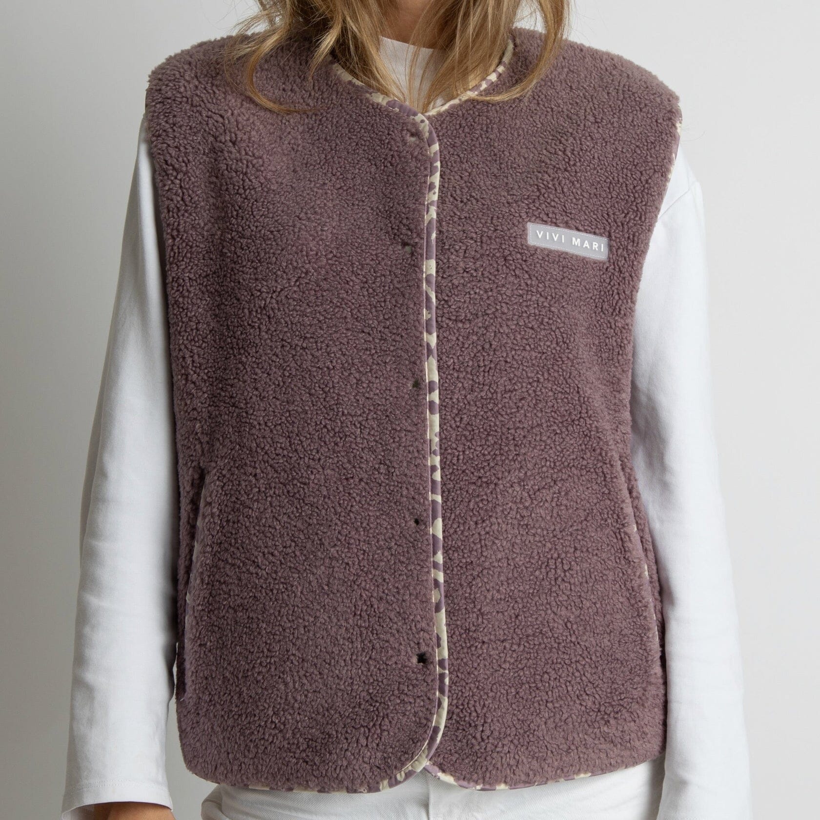 Teddy Fleece Weste Weste Vivi Mari ash plum S/M 
