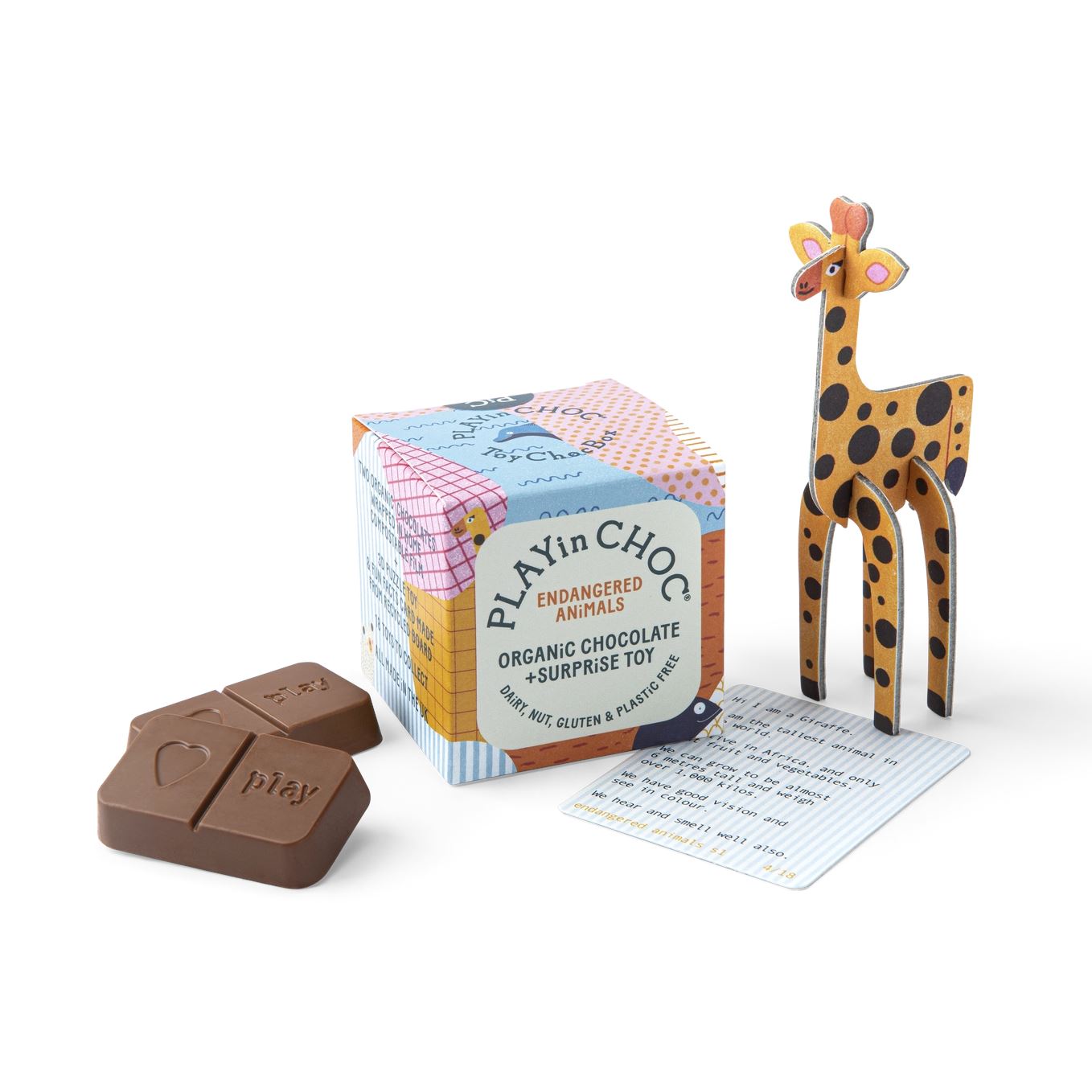 ToyChoc Box "gefährdete Tierarten" Süßigkeit PLAYin CHOC 