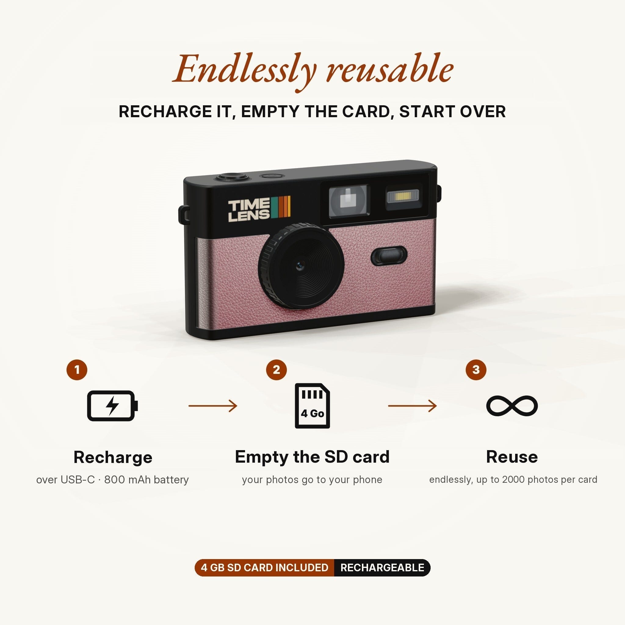 Vintage Camera 80ies Edition "Pop Rose Gold" timeLens 