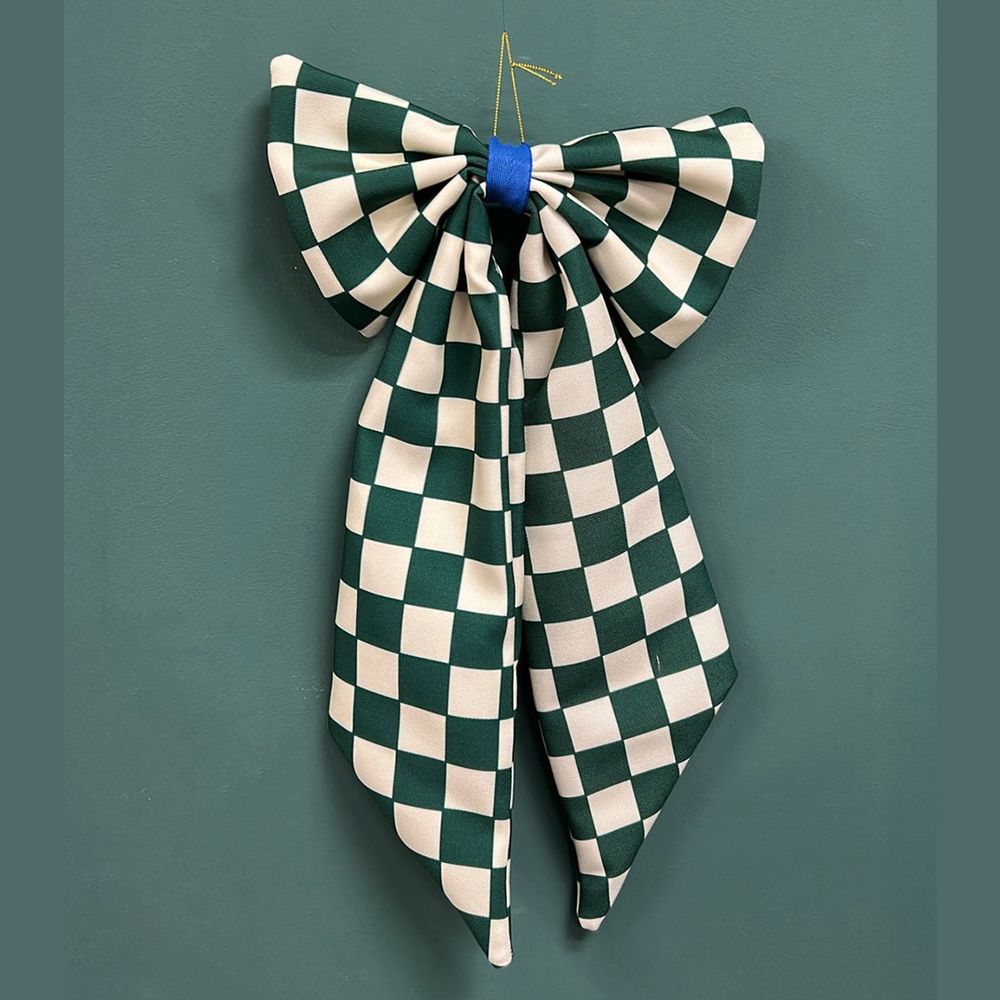 Weihnachtsschmuck Schleife "Schachbrett" Dekoration coopz 