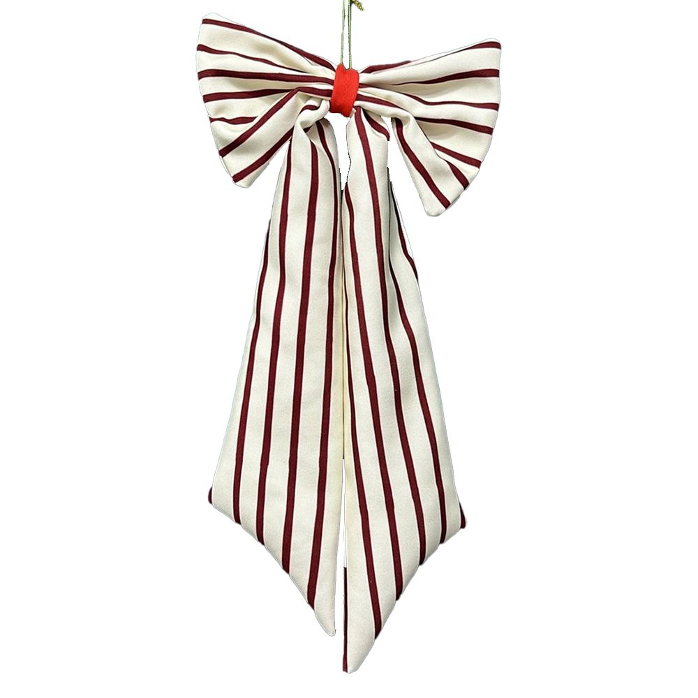 Weihnachtsschmuck Schleife "schmale Streifen" Dekoration coopz bordeaux/creme 