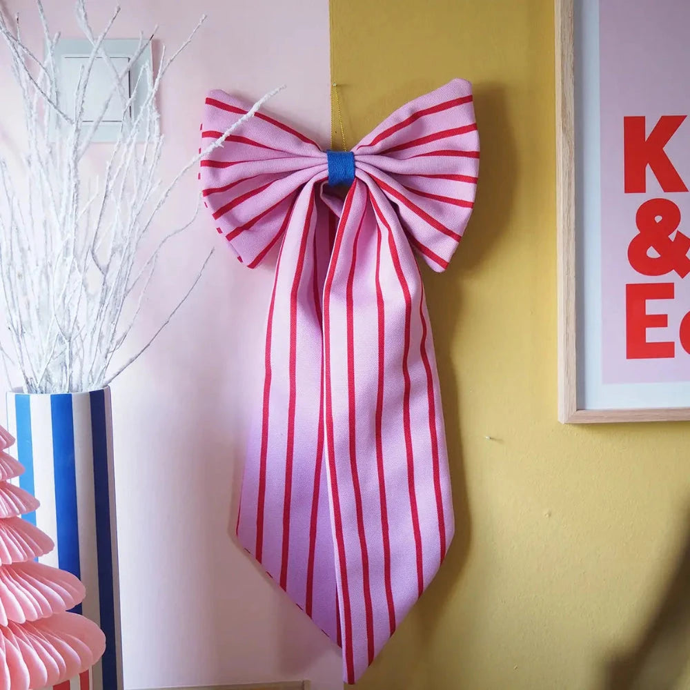 Weihnachtsschmuck Schleife "schmale Streifen" Dekoration coopz rosa/rot 