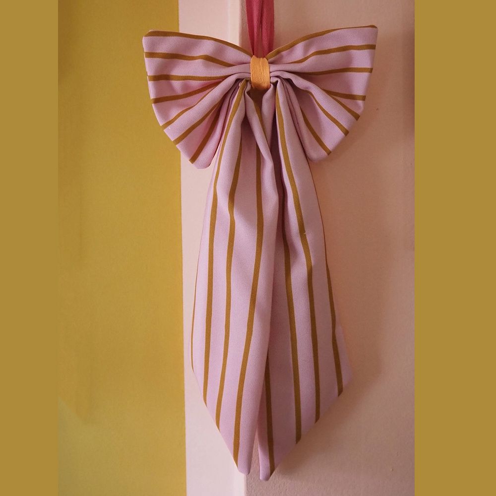 Weihnachtsschmuck Schleife "schmale Streifen" Dekoration coopz rosa/senf 