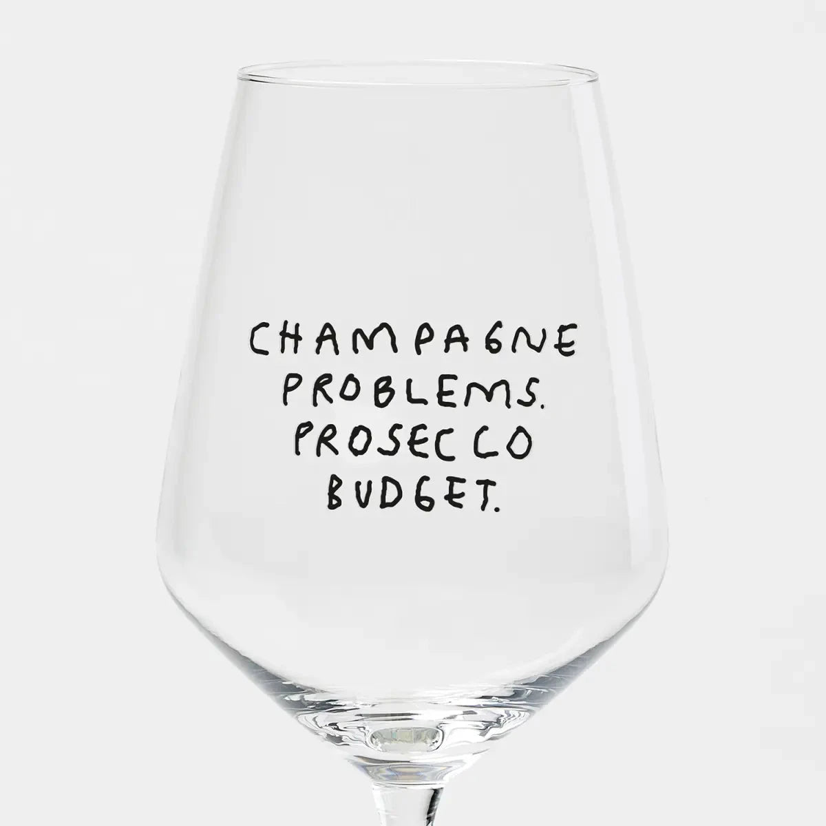 Weinglas "Champagne Problems. Prosecco Budget" Weinglas selekkt 