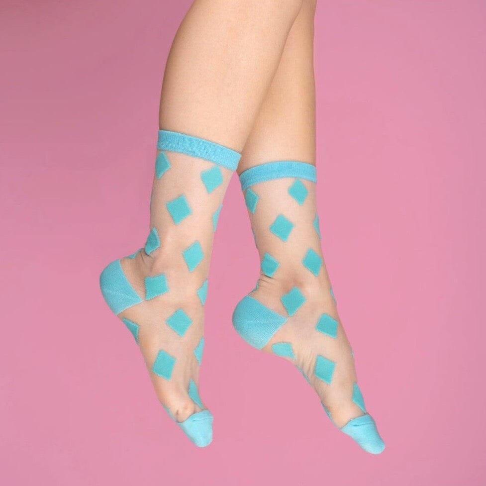 Durchsichtige Socken "Mint Raute" Socken Coucou Suzette 