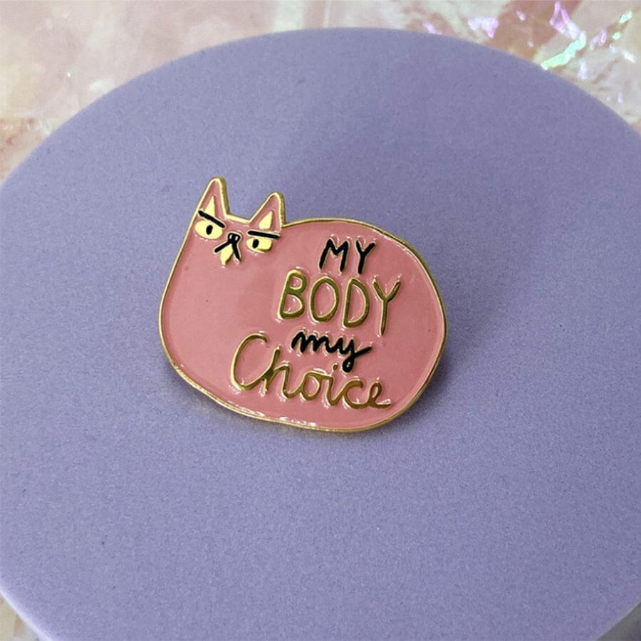 Pin "My Body My Choice" Slinga Illustration rosa 