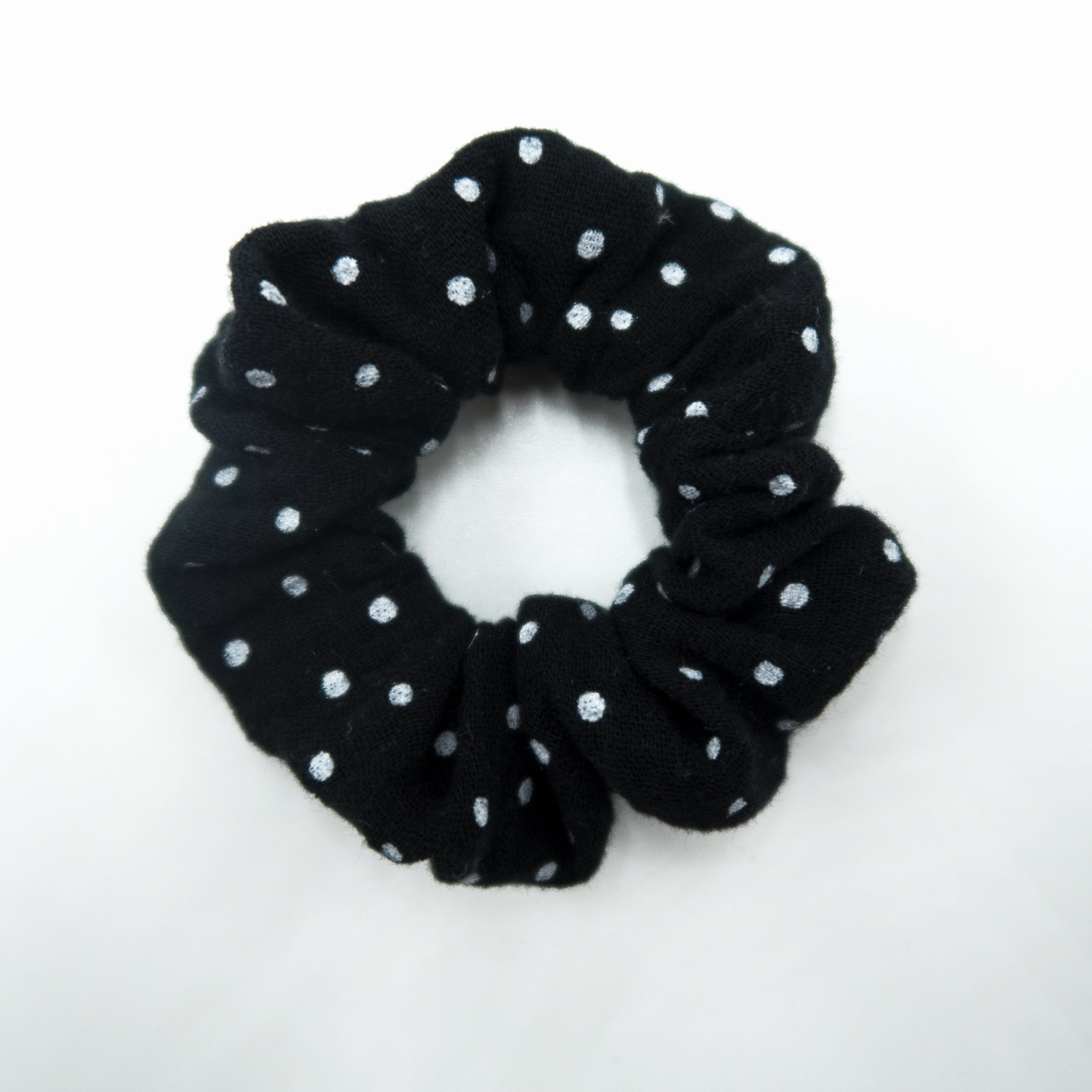 Scrunchie Mini Scrunchies Matsch mit Sahne Rabenschwarz getupft 